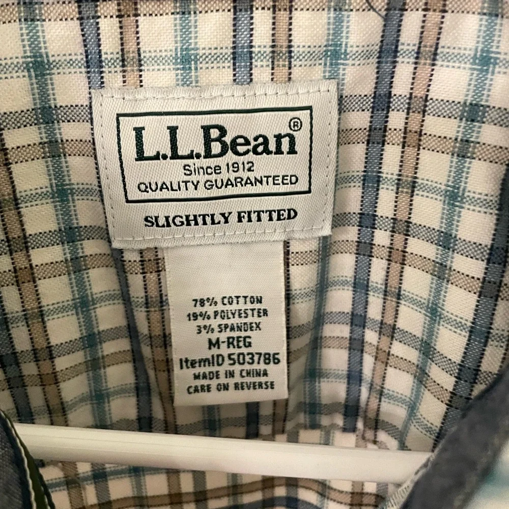 Men's LL Bean Plaid Button-Down Shirt Slightly Fitted - Picture 3 of 3